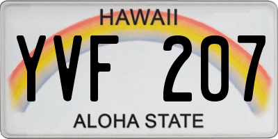 HI license plate YVF207