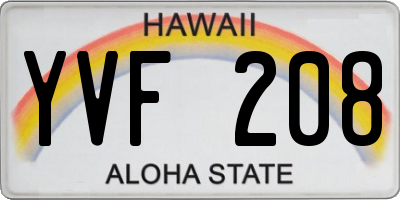 HI license plate YVF208