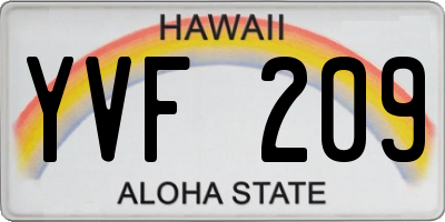 HI license plate YVF209