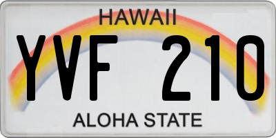 HI license plate YVF210