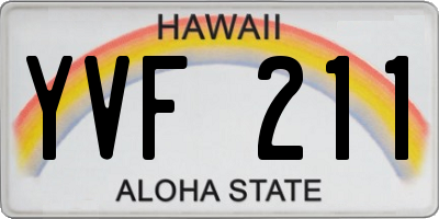 HI license plate YVF211