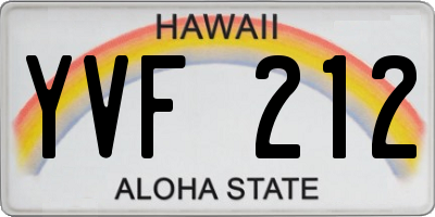 HI license plate YVF212
