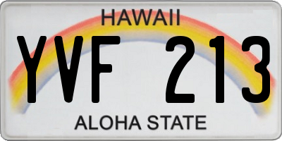 HI license plate YVF213