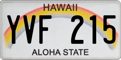 HI license plate YVF215