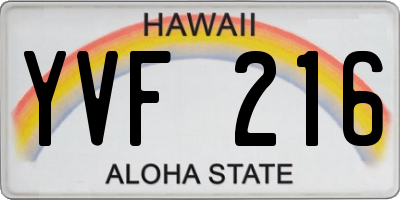 HI license plate YVF216