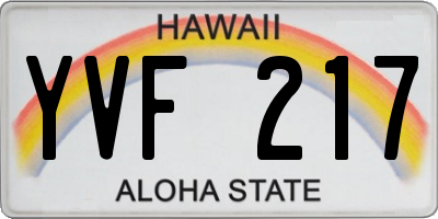HI license plate YVF217