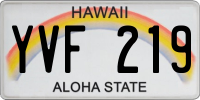 HI license plate YVF219
