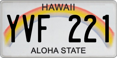HI license plate YVF221