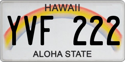 HI license plate YVF222