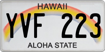 HI license plate YVF223