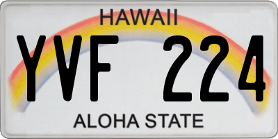 HI license plate YVF224