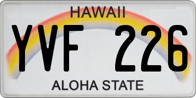 HI license plate YVF226