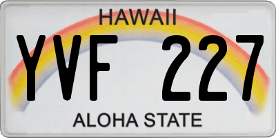 HI license plate YVF227