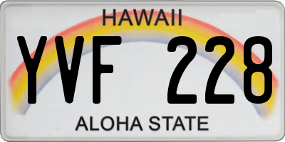 HI license plate YVF228
