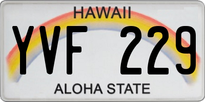 HI license plate YVF229