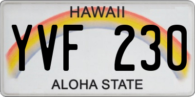 HI license plate YVF230