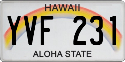 HI license plate YVF231
