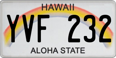 HI license plate YVF232