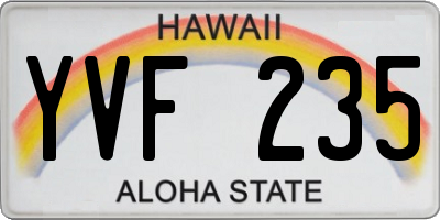 HI license plate YVF235