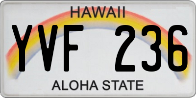 HI license plate YVF236