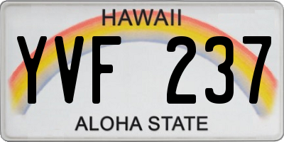 HI license plate YVF237