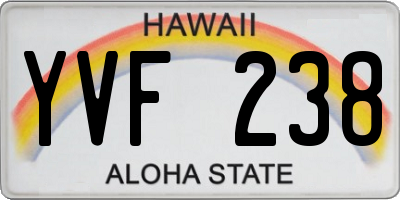 HI license plate YVF238