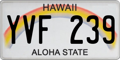 HI license plate YVF239