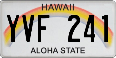 HI license plate YVF241