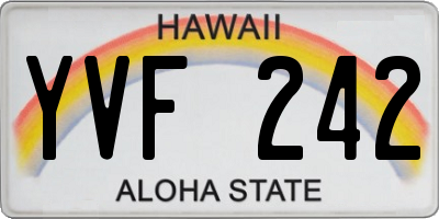 HI license plate YVF242
