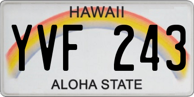 HI license plate YVF243