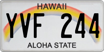 HI license plate YVF244
