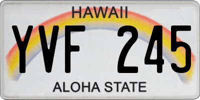 HI license plate YVF245