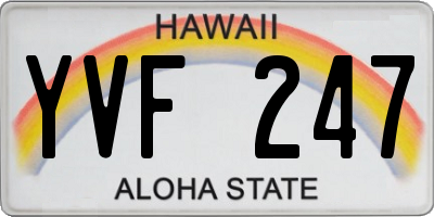 HI license plate YVF247