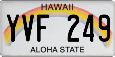 HI license plate YVF249