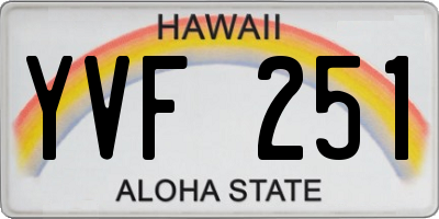 HI license plate YVF251