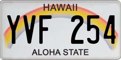 HI license plate YVF254