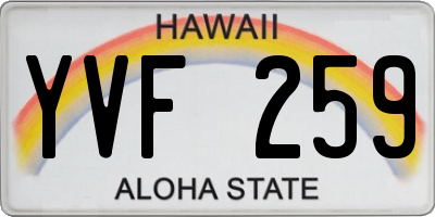 HI license plate YVF259