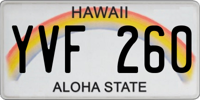HI license plate YVF260