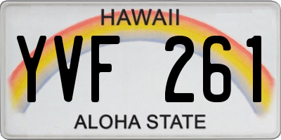 HI license plate YVF261