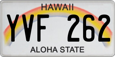 HI license plate YVF262