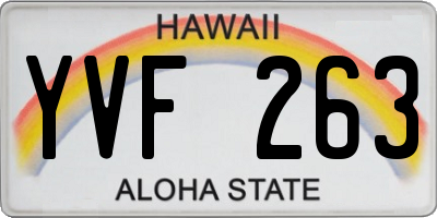 HI license plate YVF263