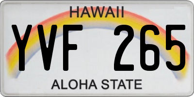 HI license plate YVF265