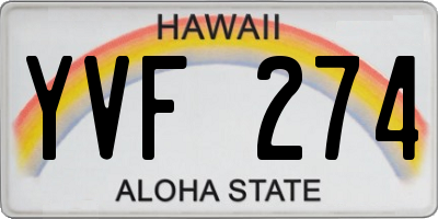 HI license plate YVF274