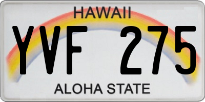 HI license plate YVF275