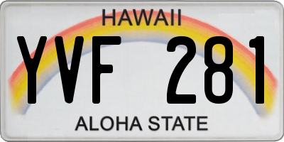HI license plate YVF281