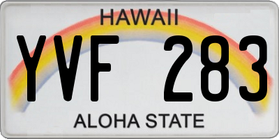 HI license plate YVF283