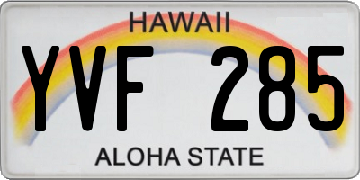 HI license plate YVF285