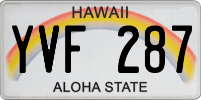 HI license plate YVF287