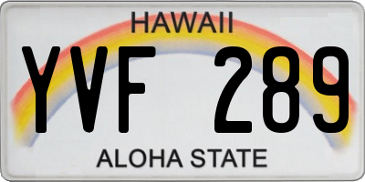 HI license plate YVF289