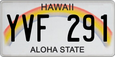 HI license plate YVF291